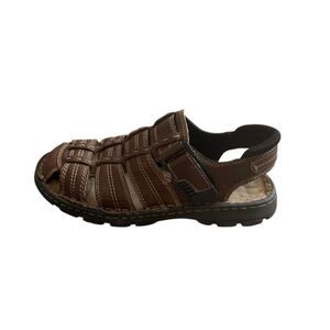 Hunters Bay Fishermen Sandals Mens Siz0 10 Brown Leather Closed Toe Hook Loop